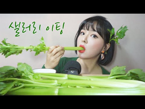[ASMR] 셀러리 맛있어서 먹는 이팅사운드! 아삭아삭 채소 이팅 끝판왕♥ Celery Eating Sounds