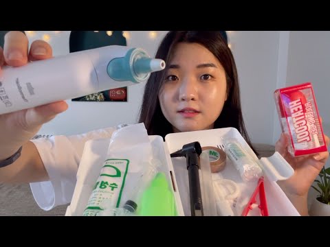 ASMR Pharmacy 🏥 Product (a thermometer, syringe, pill) 💊 💉 / Tapping , Scratching