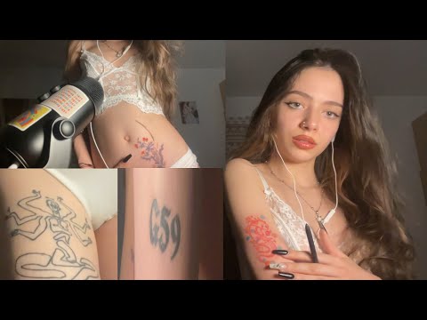 ASMR tattoo tour & tracing and skin/collarbone tapping