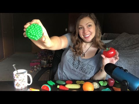 ASMR || Tapping + Scratching on Play Food || PLASTIC FRUITS + VEGGIES