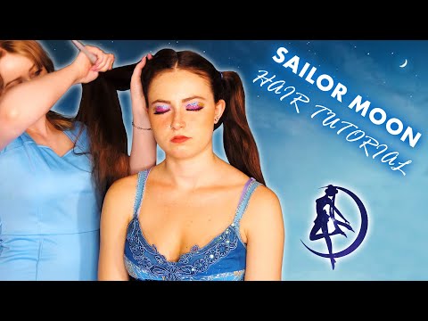 ASMR ultra tingly hair play, soft whispers, Fair gives Lauren a cute sailor moon hair style tutorial