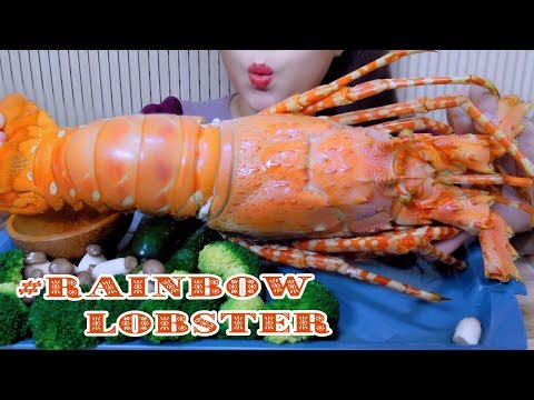 ASMR HUGE Rainbow lobster, Satisfying EATING SOUNDS | LINH-ASMR