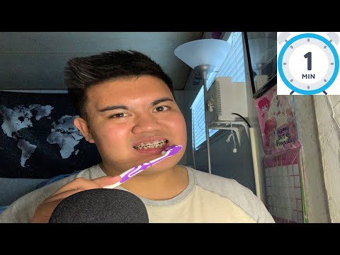 ASMR 1 Minute Brushing My Teeth with Braces (No Talking)