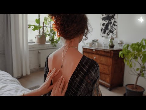 ASMR whispered 😴 soft hair and back massage for sleep w/ & w/o music