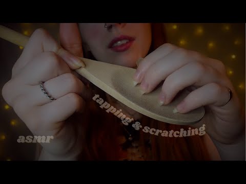 ASMR | Tapping & Scratching on Wooden Objects with Natural Nails ( Wood triggers & some whispering)