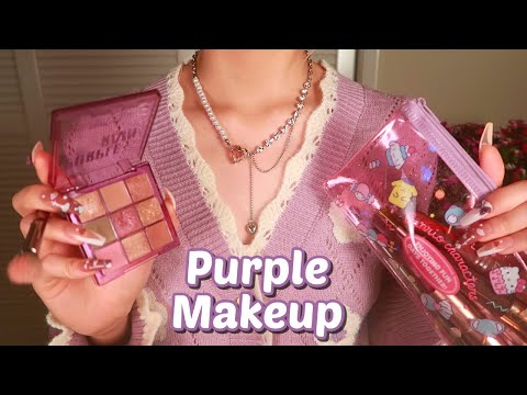 ASMR | Purple Sister Does Your Makeup for a Date 💜 (Hair Brushing + Application Sounds) ft. Dossier