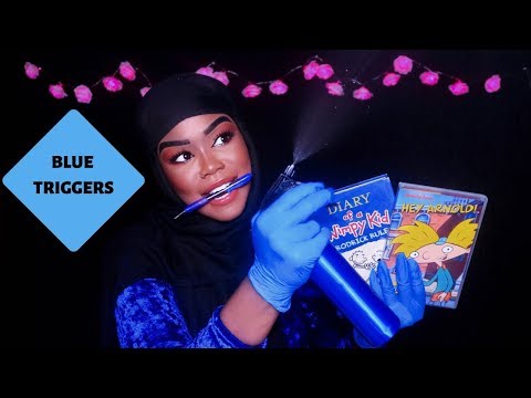 ASMR Blue Triggers 💙 For Relaxation And Tingles 💙 Nail Tapping, Whispering, Water Sounds