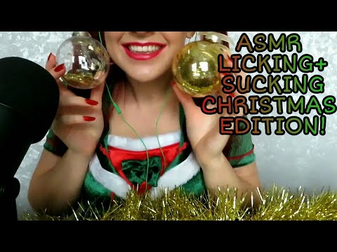 ASMR Christmas Edition! Licking and Sucking Decorations and Candy! Santa's Elf.