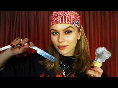 ASMR Biker Girl Cuts Your Hair. Haircut & Shaving RP. Personal Attention