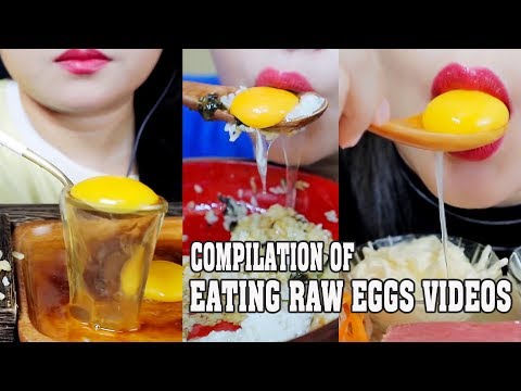 ASMR compilation of EATING RAW EGGS VIDEOS ON MY CHANNEL | LINH-ASMR