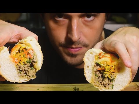 ASMR Banh Mi Philly Cheese ( Soft Eating Sounds ) | Nomnomsammieboy