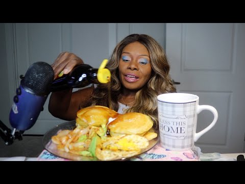 Mini Pancakes With Mrs. Butter Worth's Syrup ASMR Eating Sounds