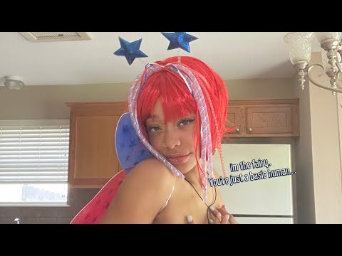 ASMR | 4th of July fairy does your makeup WRONG 🧚🏽‍♀️ + { during a thunderstorm ⚡️⛈}