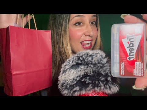 What’s in my Bag ASMR Chewing Cinnamon Flavored Gum with all yummy ASMR sounds