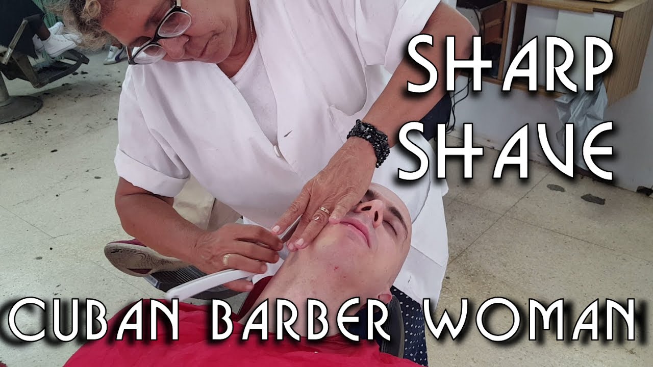 💈 Cuban Barber Woman - Sharp Face Shave Against the Grain and little Massage - ASMR video Honeymoon