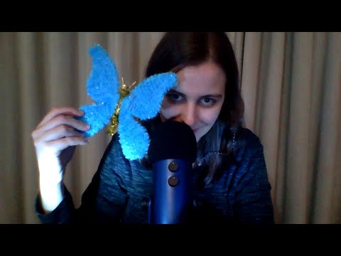 ASMR Scratching & Crinkles with Tinsel Butterfly & Mic Scratching