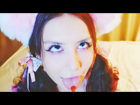 🥵Kitty will make her makeup drool 💦 Mouth sounds 🥵 Макияж слюнкой ASMR АСМР