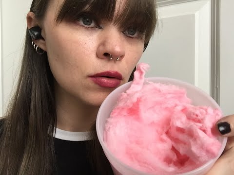 ASMR ~ AGGRESIVE Cotton Candy Eating Show Mukbang Close Up Tapping NO TALKING pink satisfying mouth