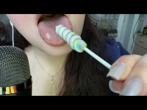 ASMR Gourmet Lollipop Eating Sounds - whispers, licking, mouth sounds
