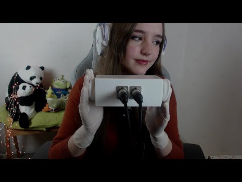 ASMR - Gentle ear massage with latex gloves + some soft close up whispers