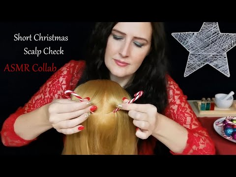 ASMR Short Christmas Clip (Scalp Check with Candy Canes and Hair Brushing) #shorts