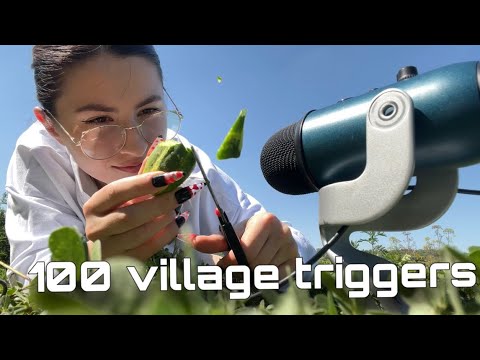 ASMR 100 TRIGGERS IN VILLAGE 🏡ASMR FOR SLEEP AND RELAX 😴 NO TALKING ASMR