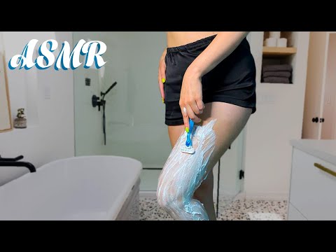 ASMR Shaving My Legs | Skin Scratching, Fabric Sounds & Tapping