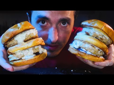 GIANT GREEK BIG MAC CHICKEN BURGERS! TZATZIKI SAUCE ! * MUKBANG * | NOMNOMSAMMIEBOY