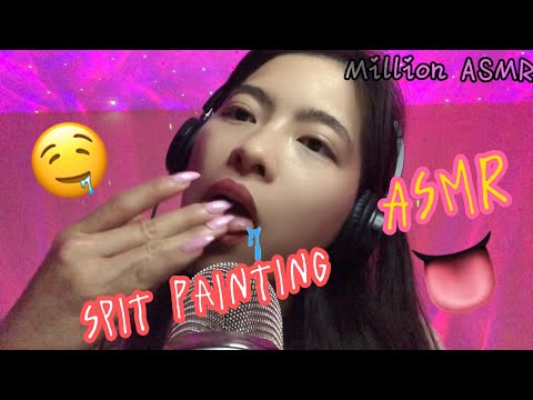 ASMR Real Spit Painting Tapping Mouth Sounds (fast & aggressive) #spitpainting #mouthsounds #asmr