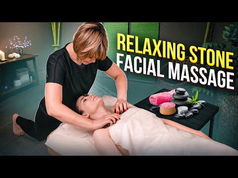 RELAXING ASMR FACIAL, NECK AND SHOULDER MASSAGE WITH HOT STONES BY PRETTY OLGA