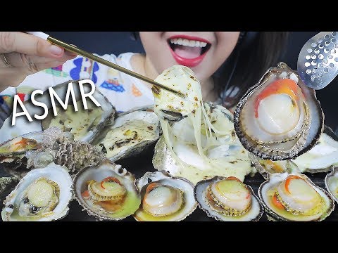 ASMR GRILLED ROCK OYSTERS WITH CHEESE AND VARIABLE THORNY OYSTER | LINH-ASMR  먹방 mukbang linhasmr