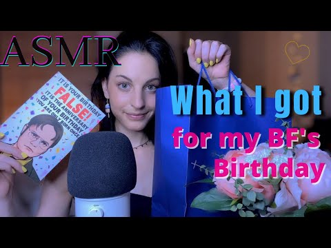 ASMR What I Got for My Boyfriend's Birthday🎁(tracing, fabric sounds, glass tapping, soft whispers..)