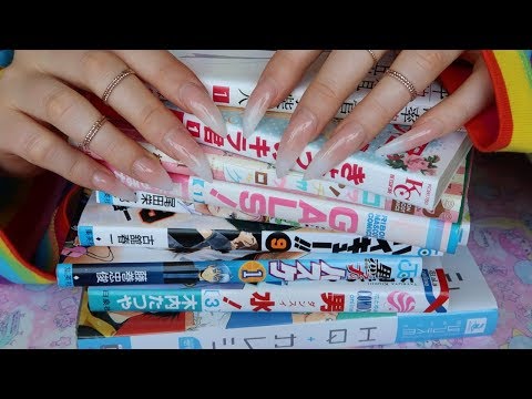 55 MINUTE BOOK / MANGA TAPPING & WHISPERING ASMR || LONG ACRYLIC NAILS AND LOTS OF TAPPING