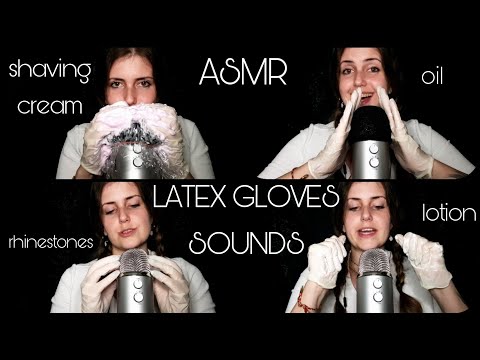 ASMR Ultra tingly LATEX GLOVES sounds with oil, lotion, shaving cream, rhinestones (german/deutsch)