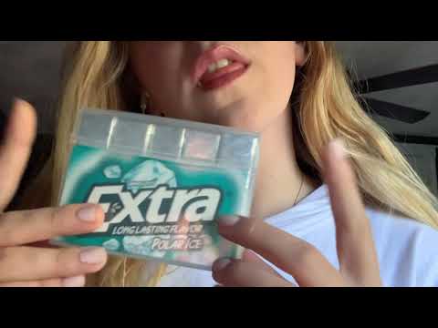 ASMR GUM CHEWING/WHISPER RAMBLES/& SOME TAPPING
