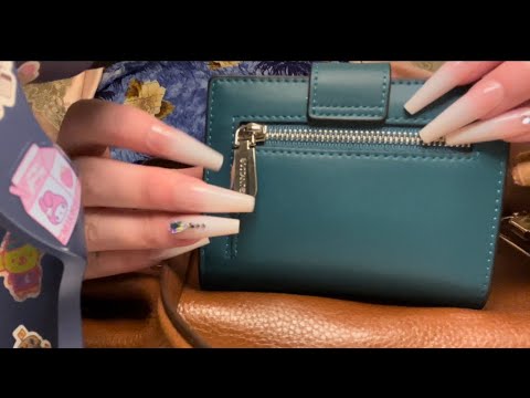 ASMR | whats in my purse? Leather sounds, metal sounds, rummaging, and more ✨