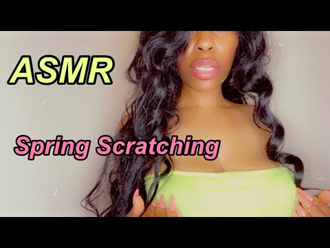 ASMR | Spring Theme Neon Crop Top Scratching🌻🌸🎾 w/fabric & nail sounds