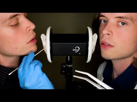 ASMR DEEP TWIN EAR CLEANING EXAM & UP CLOSE WHISPERING (DOCTOR ROLEPLAY)