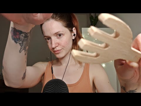 ASMR hand sounds and personal attention - massage, energy cleaning, wooden triggers, relaxing
