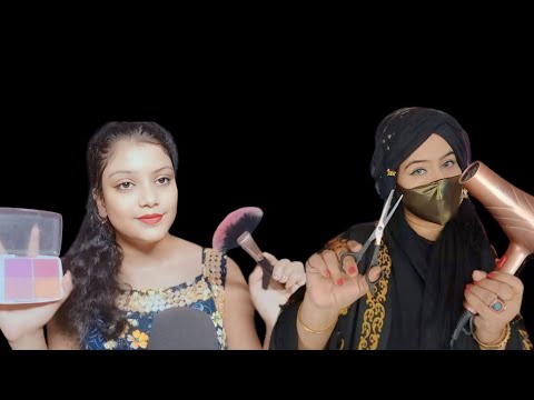 ASMR | Party Makeup And Hair Styling Roleplay | Collab With aa asmr