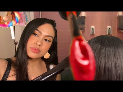 ASMR Mean Girl (Toxic Friend) is Doing Your Hair + Makeup in School💄| Makeover Gum Chewing Roleplay