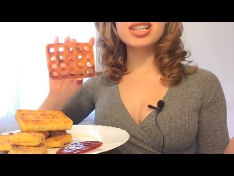 Chicken Nuggets & Potato Waffles (ASMR Eating Sounds - CRUNCHY)