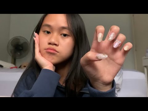 ASMR nail tapping, rubbing and scratching with new gel nails 💅🏻