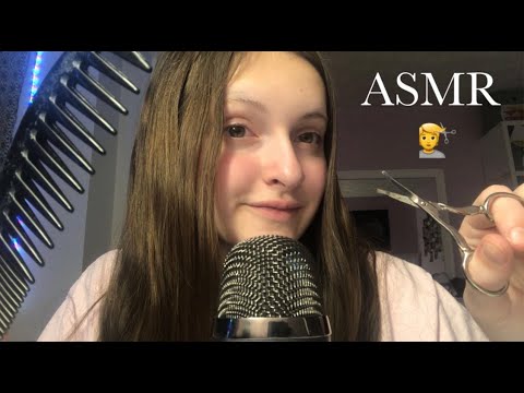 ASMR GIVING YOU A CLOSE UP HAIR CUT RP W/MOUTH SOUNDS  💇