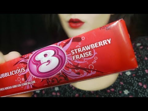 ASMR Gum Chewing, Blowing Bubbles, Bubblicious Strawberry
