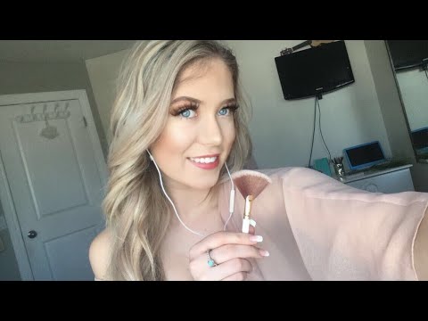 ASMR Face Brushing and Fabric Sounds💗