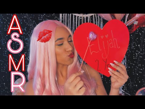 ASMR | Whispering Subscriber Names For Valentine's Day! | kiss sounds + crinkly lo-fi mic + tapping