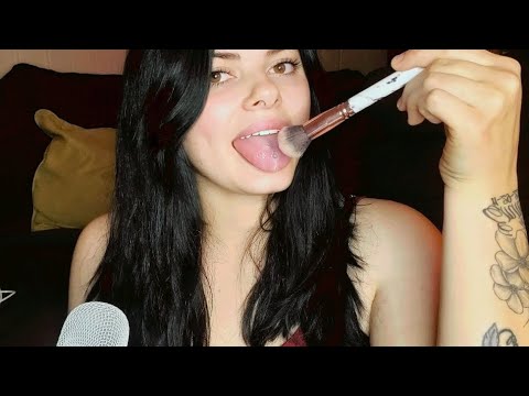 ASMR~ Spit Painting with Makeup Brushes