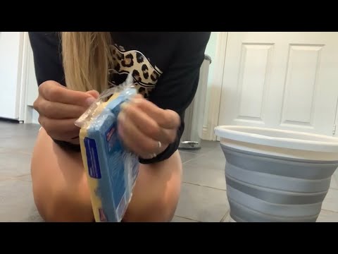 ASMR No Talking- Sweeping the floor, washing the cupboards and cleaning the sink