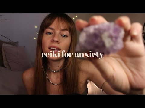 ASMR REIKI energy healing for anxiety | hand movements, crystals, rattle, soft spoken